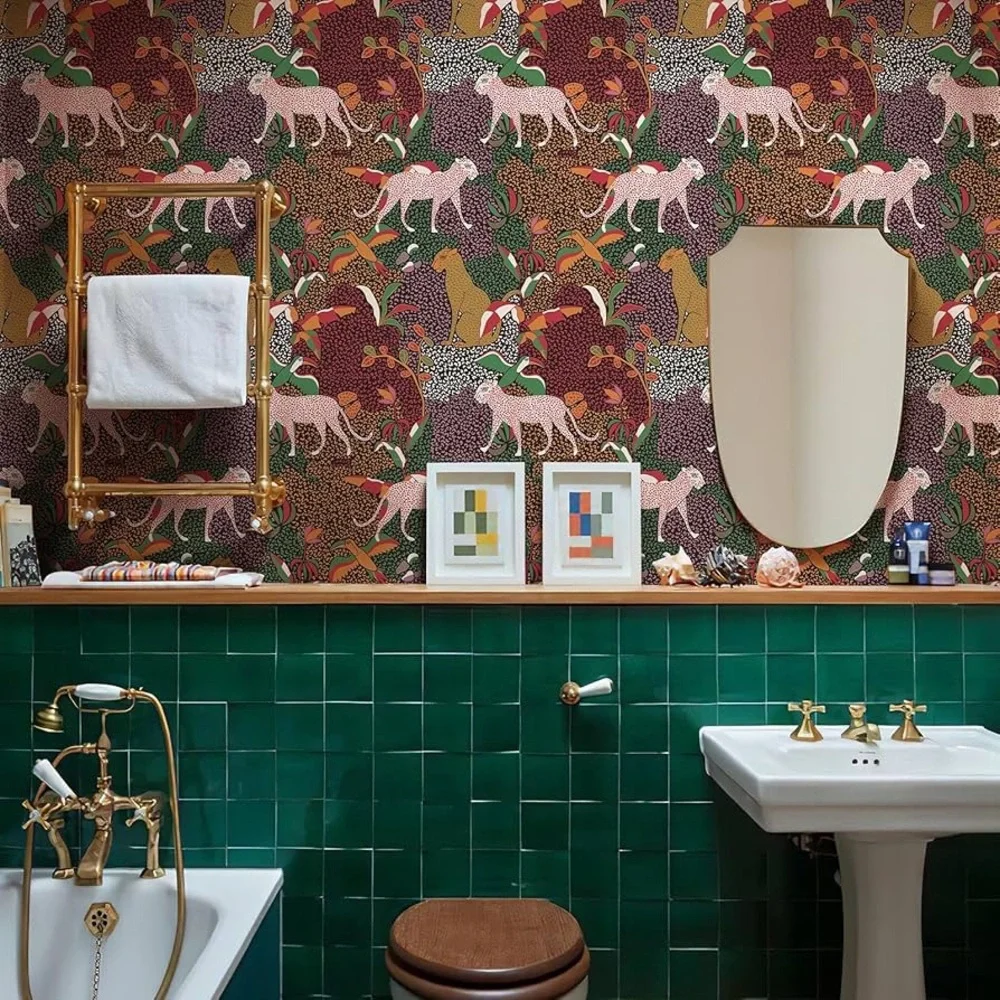 🆕 Colorful Leopard Animal Print Peel-N-Sticky Wallpaper Roll